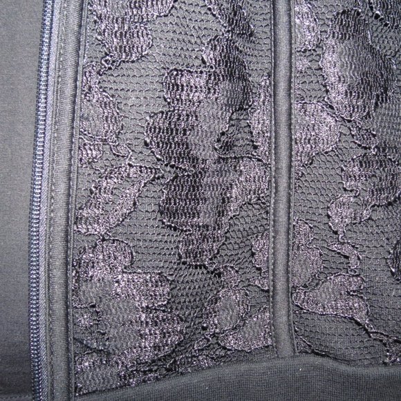 Laura Ashley Black Jacket Lace Zip Size Petite Large - Picture 4 of 10